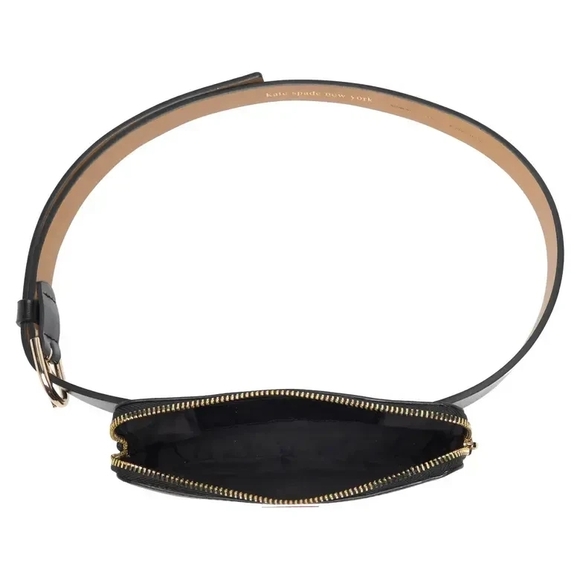 Kate Spade zip top leather belt bag Fanny Pack Black S/M NWT - Picture 3 of 5